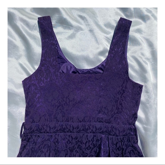 TEMT Purple Jacquard Pleated Satin Lined Skater Dress - Picture 7 of 7